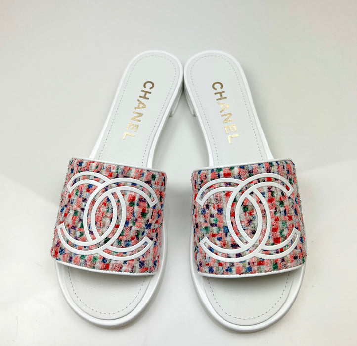 Chanel CC Logo Sandals Size 38.5