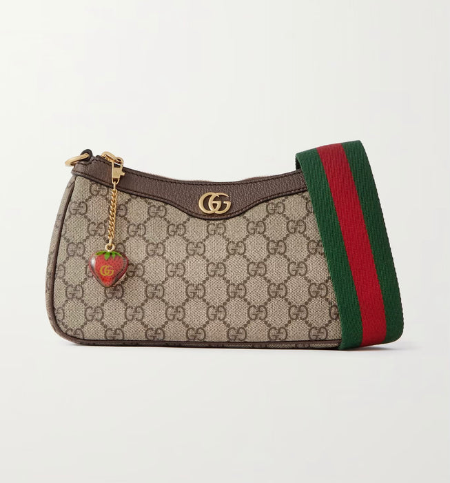 Gucci Ophidia embellished textured leather-trimmed printed coated-canvas shoulder bag