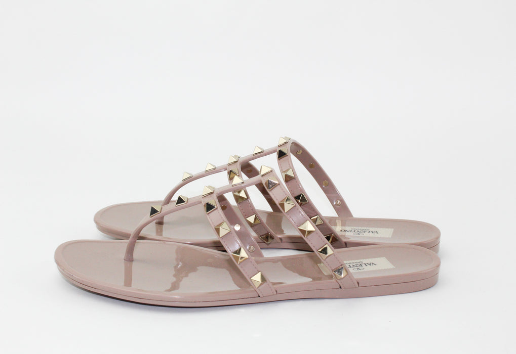 Valentino Garavani Rockstud Jelly Sandals Nude