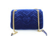 GUCCI MEDIUM GG MARMONT VELVET SHOULDER BAG BLUE