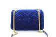 GUCCI MEDIUM GG MARMONT VELVET SHOULDER BAG BLUE