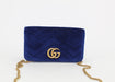 GUCCI GG MARMONT VELVET MINI CROSSBODY BLUE