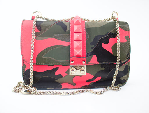 VALENTINO GLAM LOCK ROCKSTUD CAMO FLAP BAG