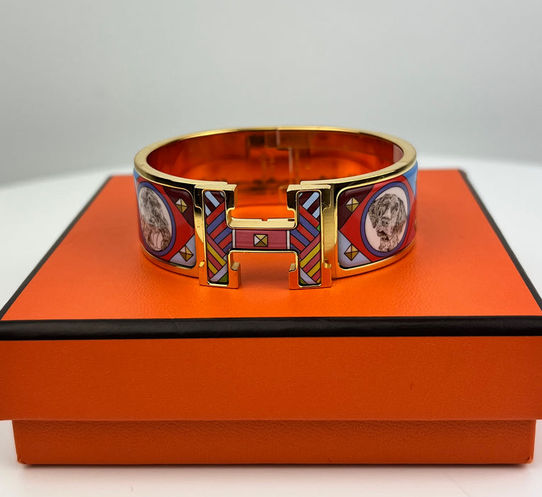 Hermes Clic Clac H Colliers Et Chiens Bracelet in Amazone Pop