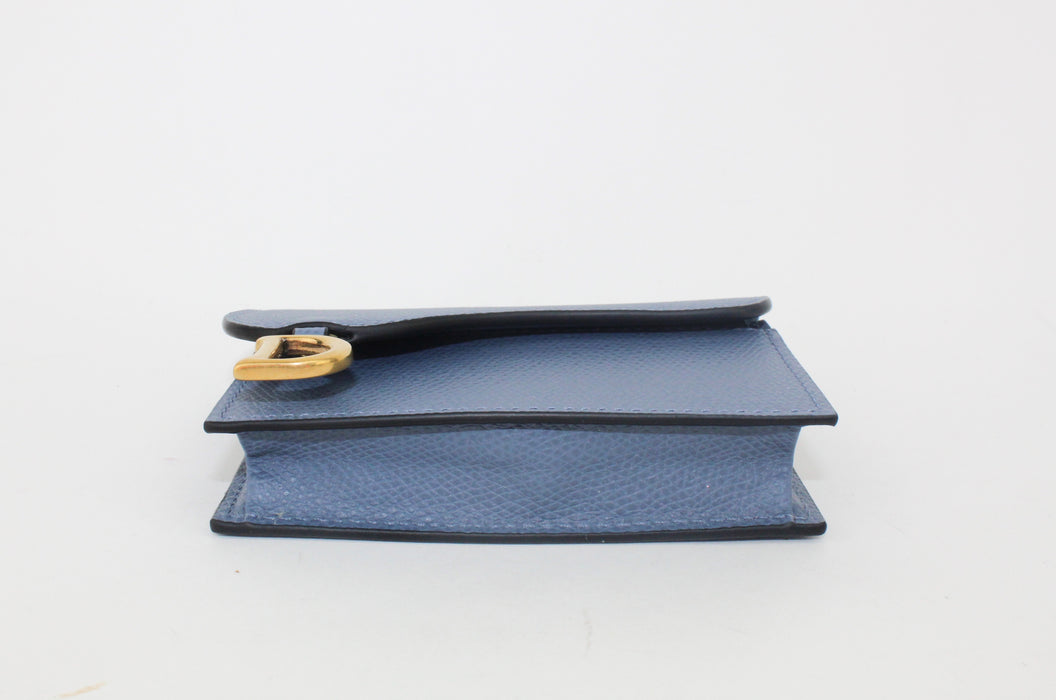 DIOR SADDLE FLAP CARD HOLDER BLUE