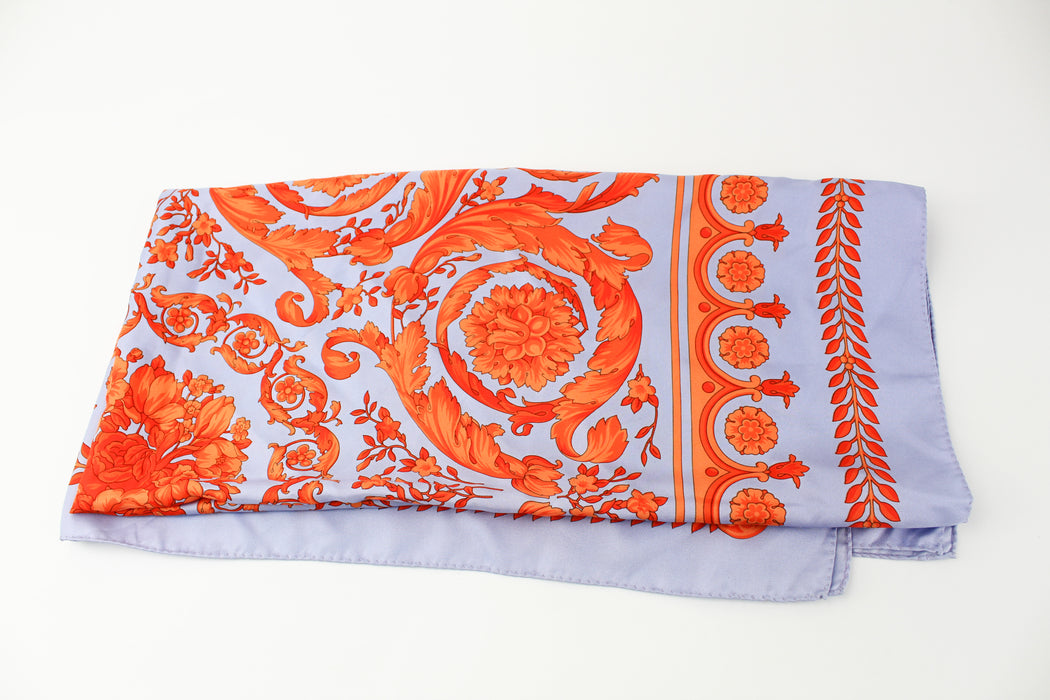 Versace Silk Blue and Orange Scarf