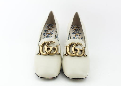 GUCCI GG LEATHER MARMONT BLOCK HEEL
