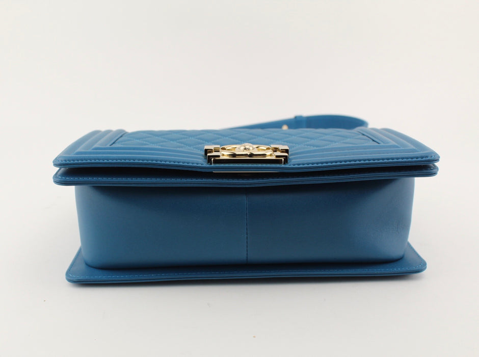 CHANEL LAMBSKIN MEDIUM BOY BAG BLUE