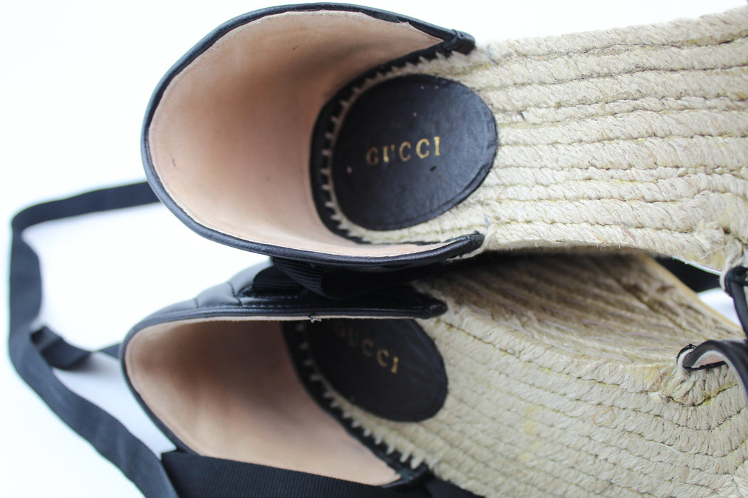 Gucci Leather Platform Espadrilles