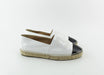 CHANEL ESPADRILLES PATENT WHITE AND BLACK