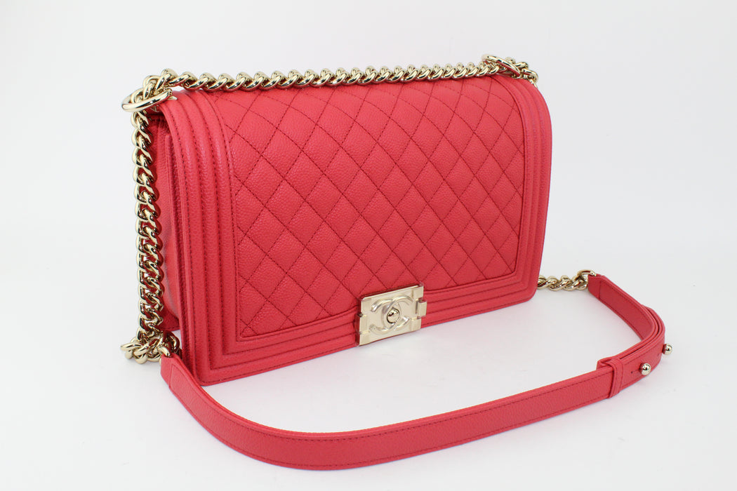 CHANEL LARGE  CAVIAR BOY BAG RED