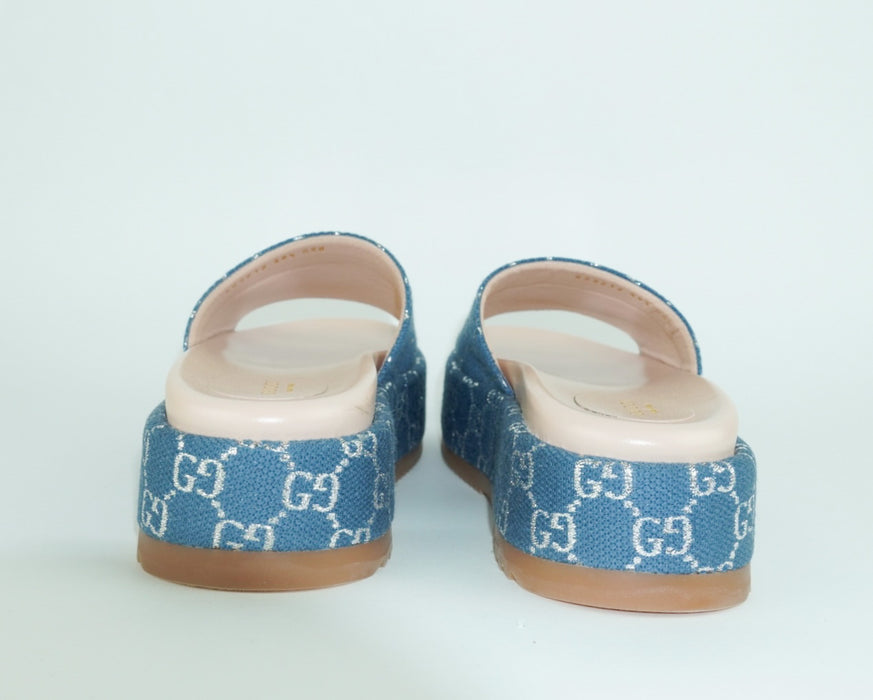 Gucci Platform Slide Sandals in Canvas