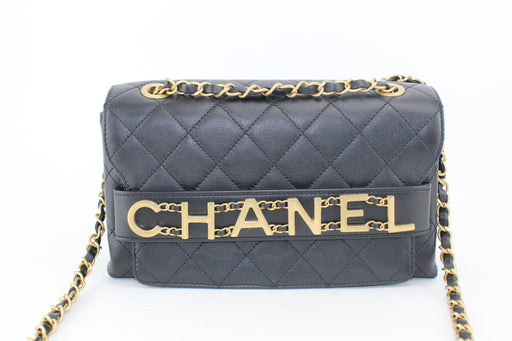 Chanel Calfskin Quilted Logo Flap Black