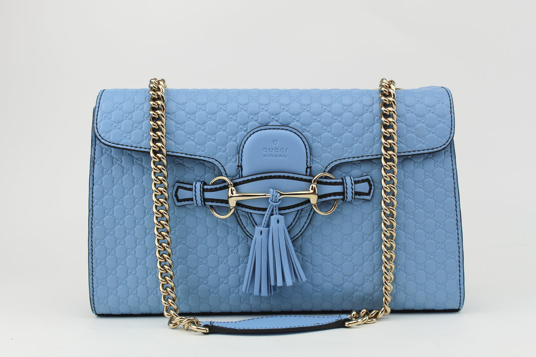 Gucci Emily Guccissima Medium Shoulder bag blue