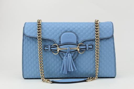 Gucci Emily Guccissima Medium Shoulder bag blue