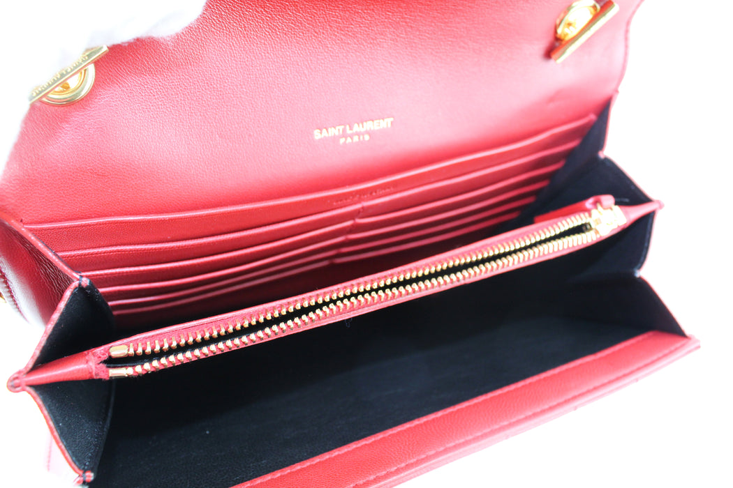 Saint Laurent Vicky Chain Wallet in quilted leather