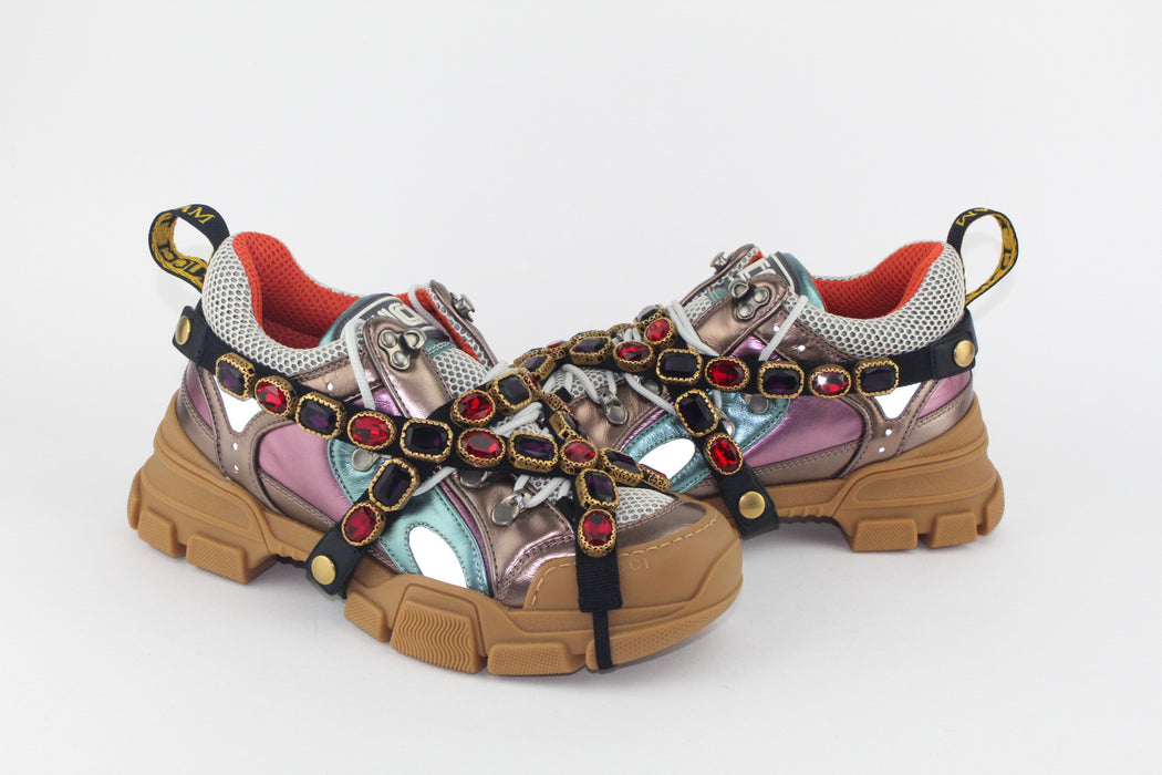 GUCCI WOMEN FLASHTREK JEWELL EMBELISHED SNEAKERS