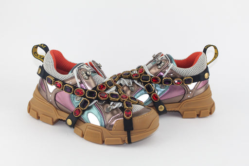 GUCCI WOMEN FLASHTREK JEWELL EMBELISHED SNEAKERS