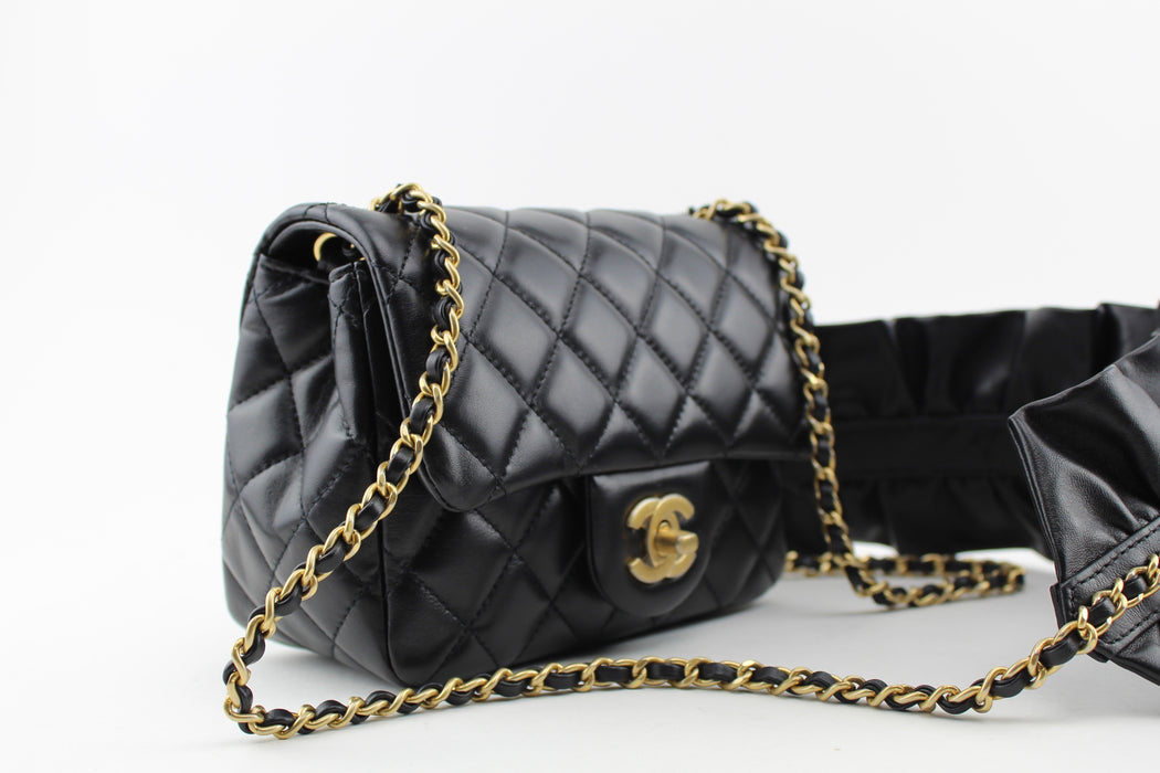 CHANEL ROMANCE  SQUARE FLAP BAG BLACK