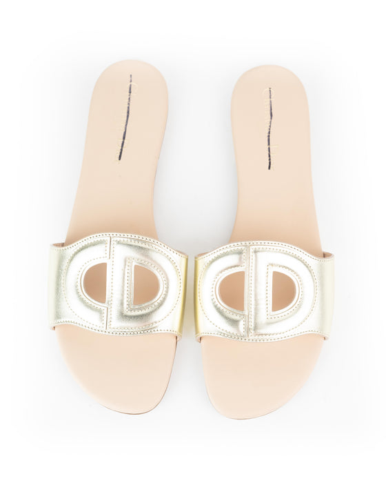 Christian Dior D-club slides Metallic Gold