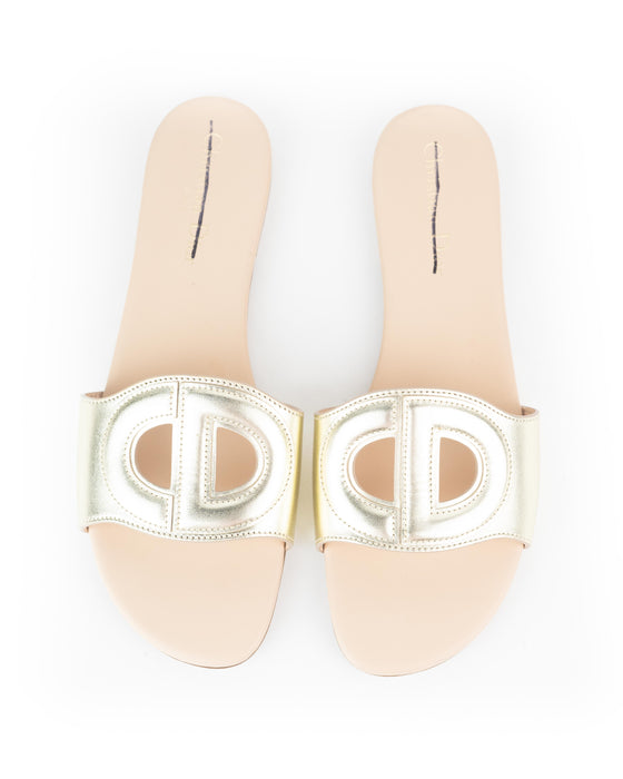 Christian Dior D-club slides Metallic Gold