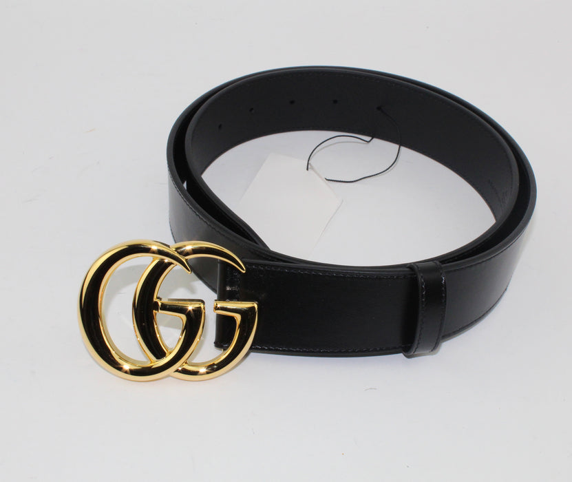 Gucci GG Marmont leather belt with shiny buckle