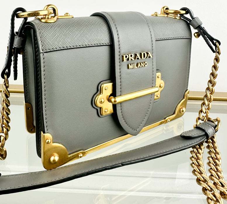 Prada Cahier Shoulder Bag Grey