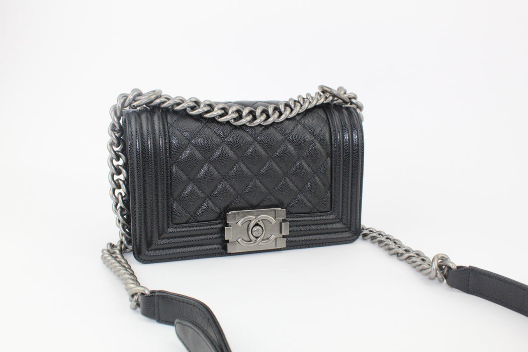 CHANEL SMALL CAVIAR BOY BAG BLACK