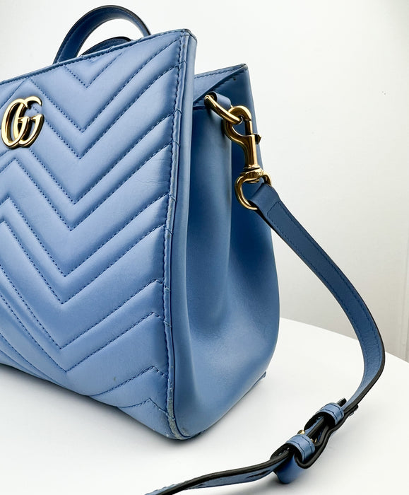 GG Marmont Medium Matelasse Bag in Blue