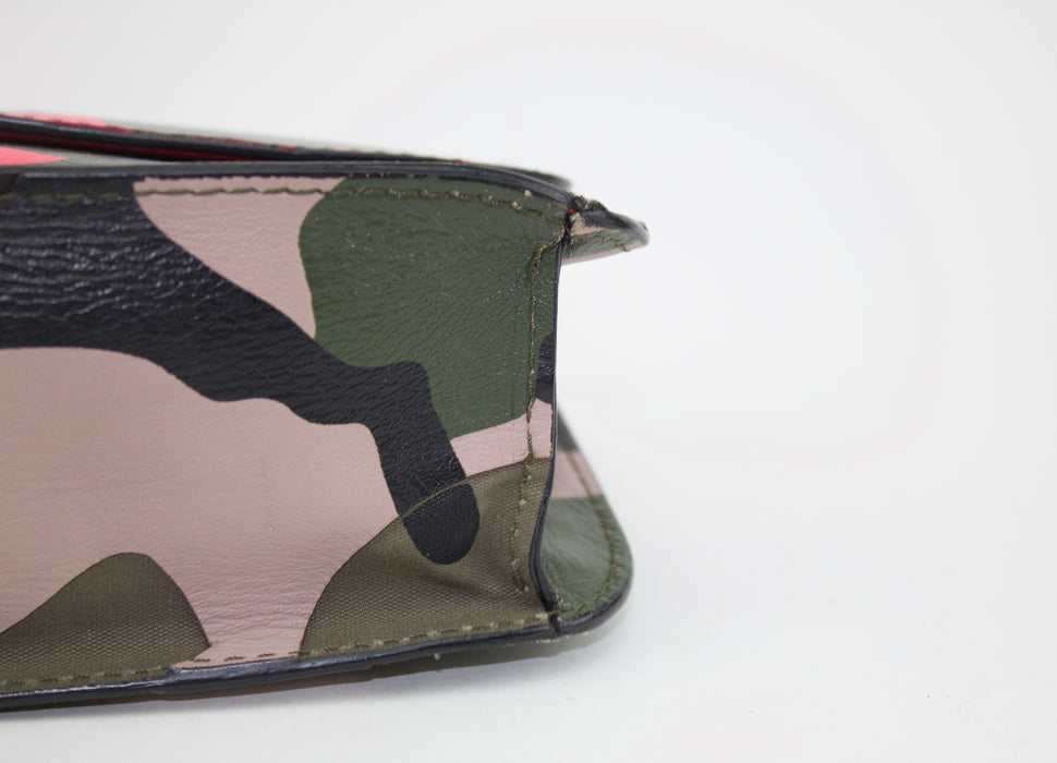 VALENTINO GLAM LOCK ROCKSTUD CAMO FLAP BAG