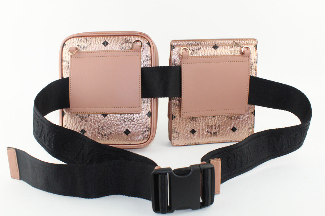 MCM STARK CANVAS DOUBLE BELT BAG