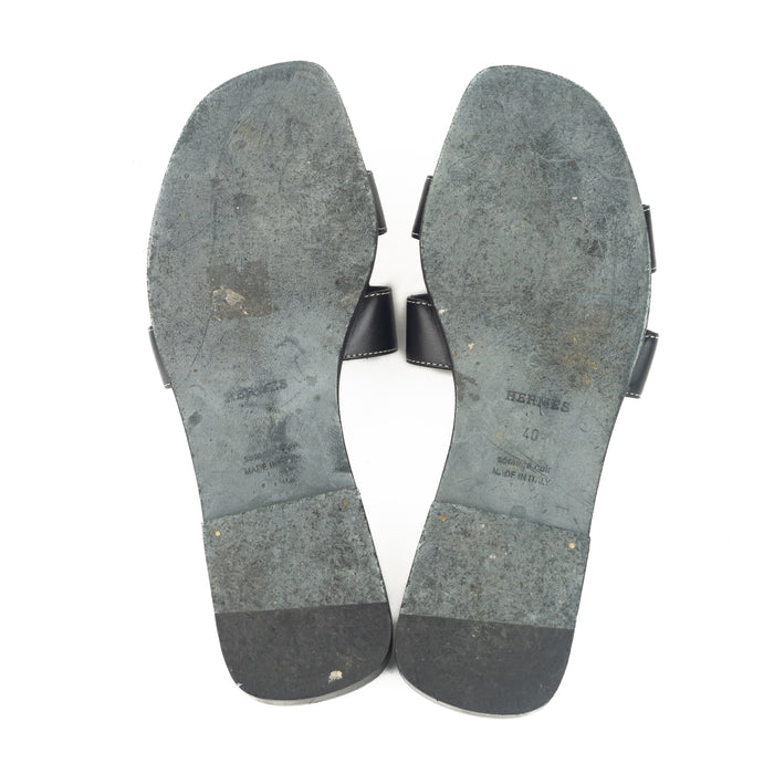 Hermes Oran Sandals in Black