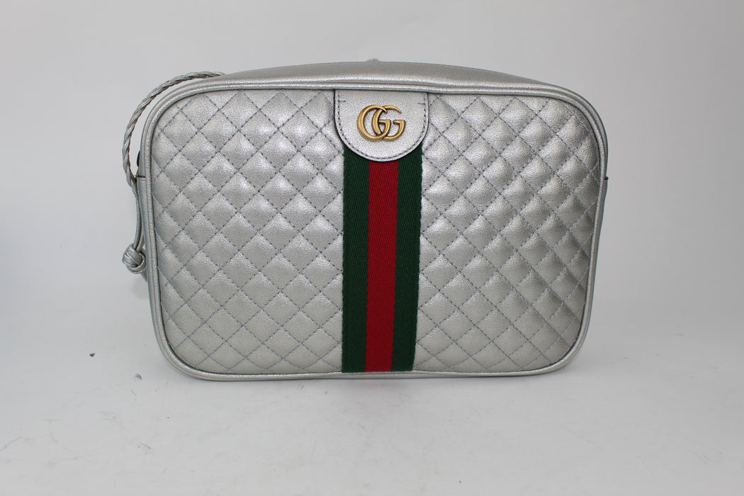 GUCCI METALLIC QUILTED LEATHER SHOULDER BAG - LuxurySnob