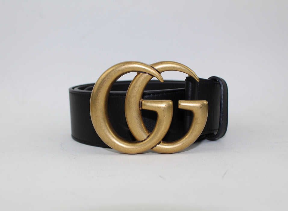 GUCCI LEATHER BELT WITH DOUBLE G BUCKLE - LuxurySnob