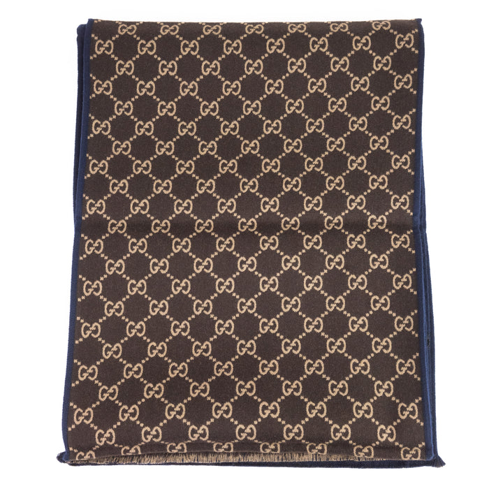 Gucci GG Monogram Wool Scarf in Brown