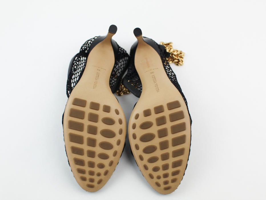 Bottega Veneta Chain-embellished Macramé and Leather Pumps