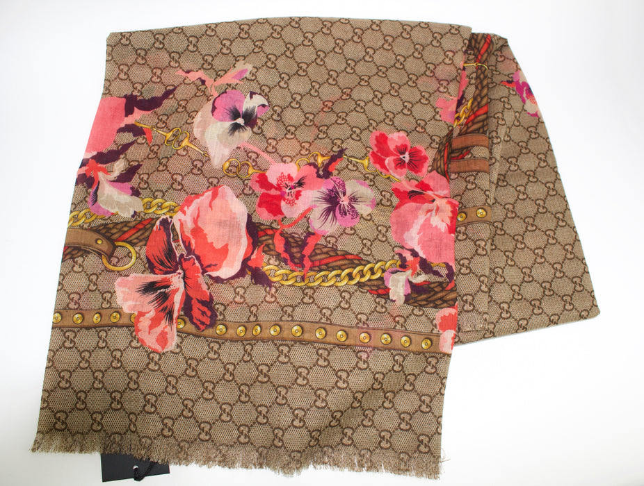 GUCCI OSHIBANA FLORAL PRINT SHAWL