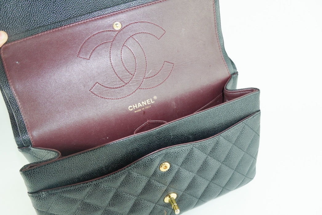 Chanel Large Caviar Double Flap Bag in Black