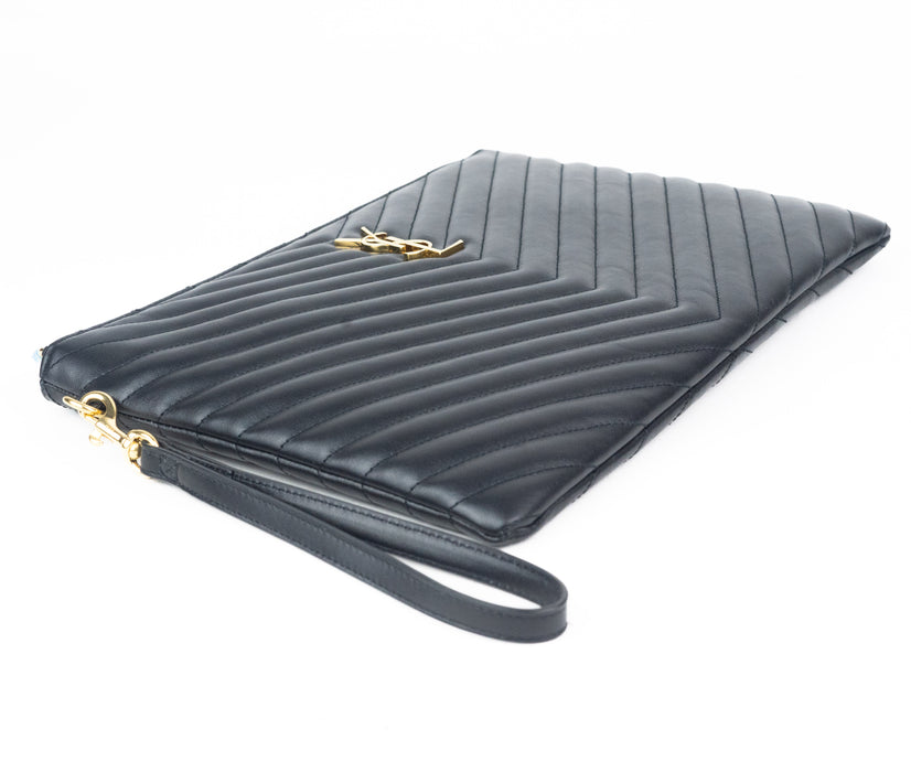 Saint Laurent Monogram Wristlet in Matalasse Leather