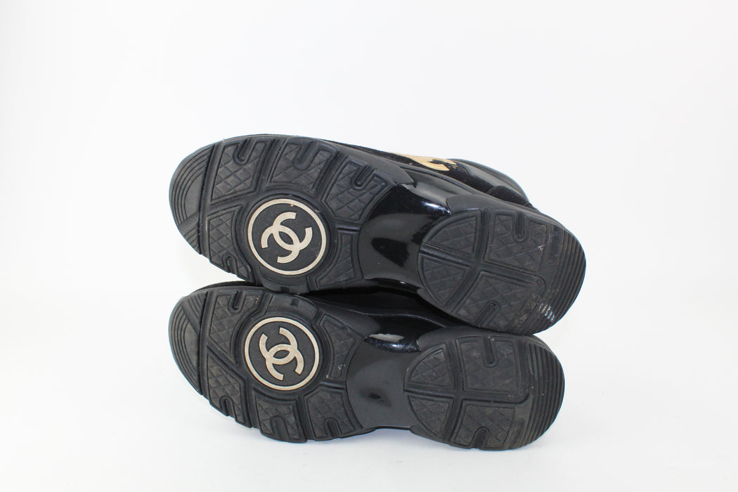 Chanel Cross Trainers black and Gold