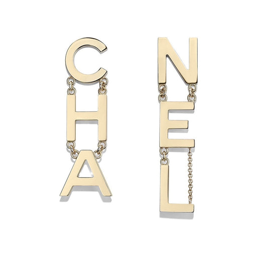 CHANEL METAL CHA-NEL LOGO DROP EARRINGS - LuxurySnob