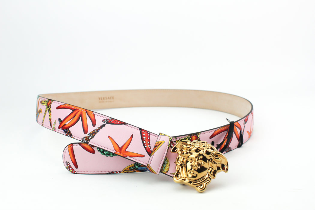 Versace La Medusa Tresor De La Mer Print Belt pink