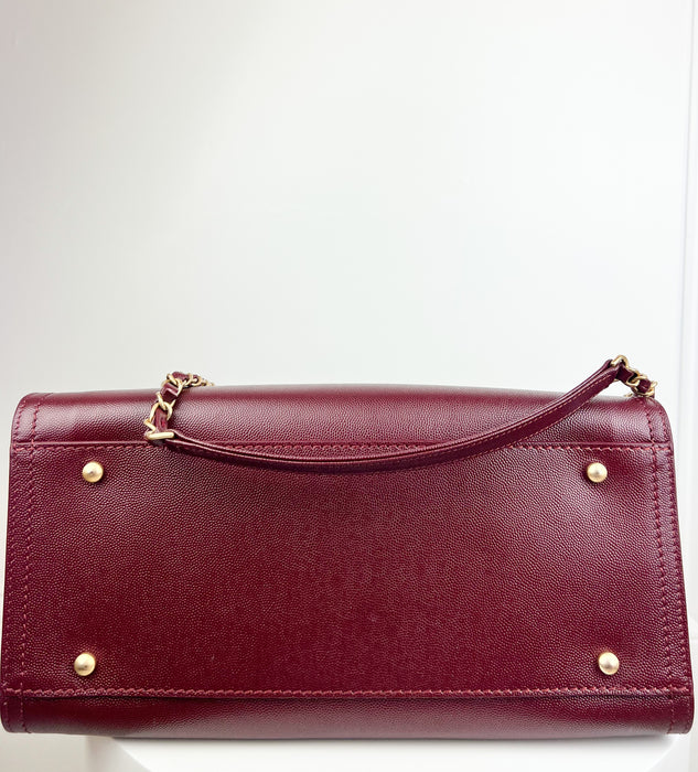 Chanel Studded Burgundy Caviar Leather Deauville Tote