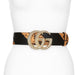 GUCCI TEXTURED BUCKLE GENUINE PYTHON & LEATHER BELT