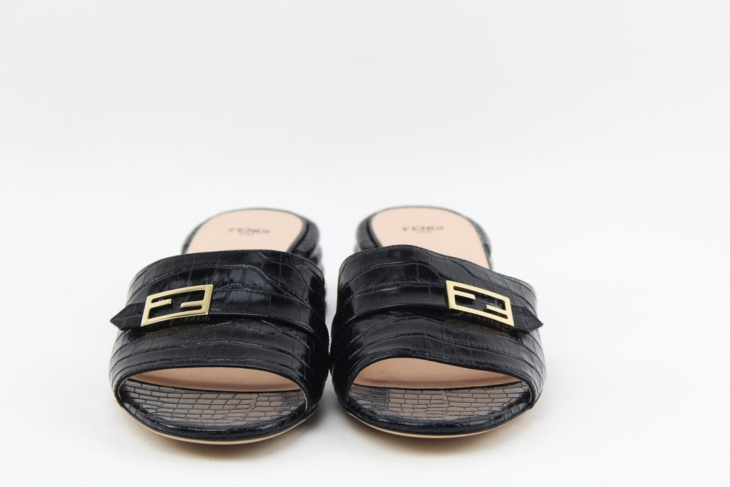 Fendi Mock Croc FF Slide Sandal