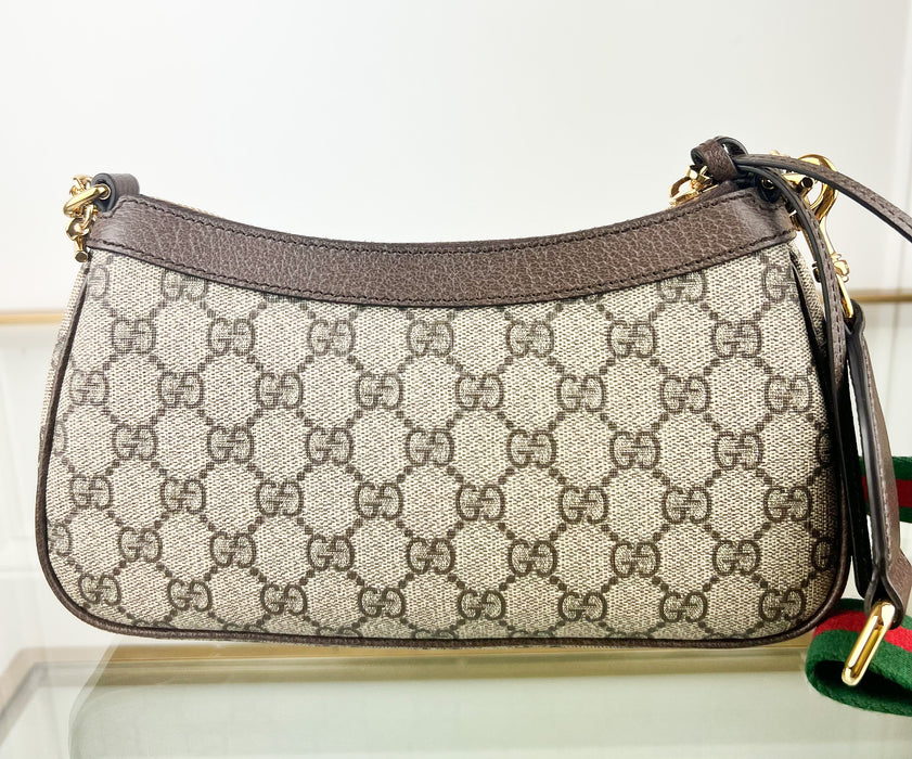 Gucci Ophidia embellished textured leather-trimmed printed coated-canvas shoulder bag