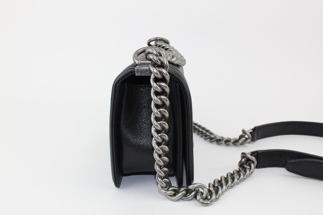 CHANEL SMALL CAVIAR BOY BAG BLACK