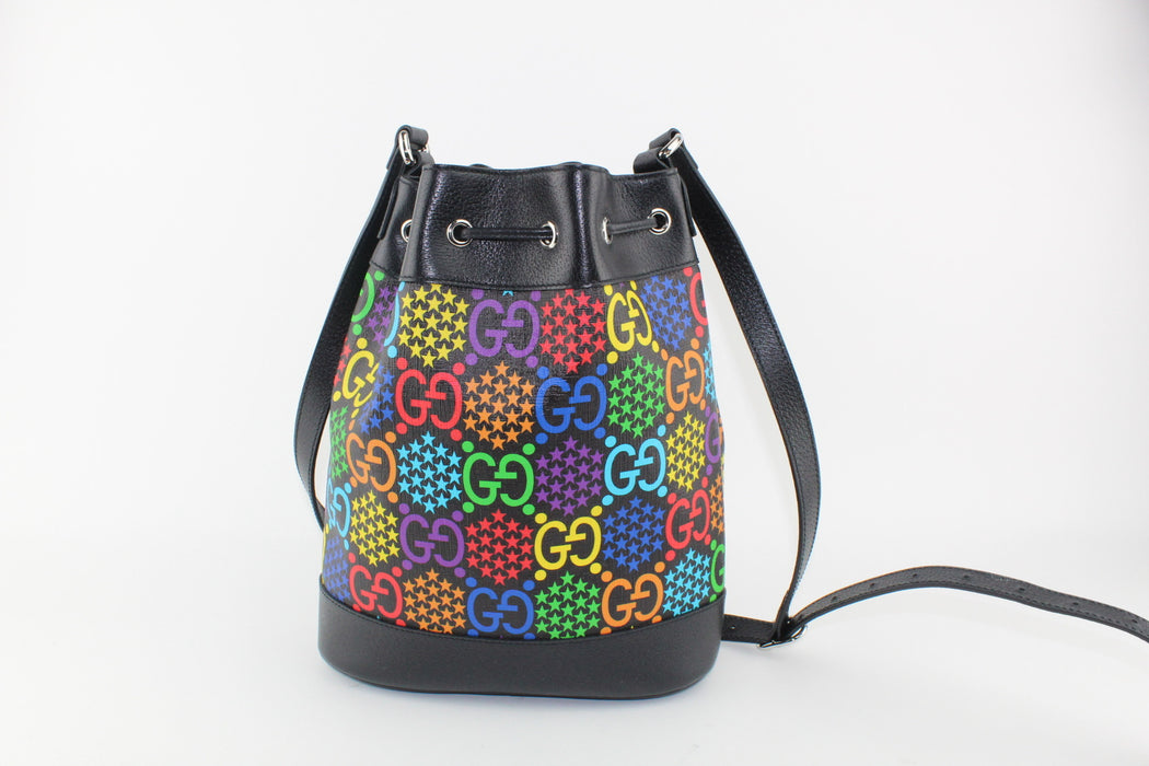 GUCCI BLACK PSYCHEDELIC BUCKET BAG BLACK
