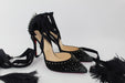 CHRISTIAN LOUBOUTIN BLACK FAIRY 100 VERSION BLACK OSTRICH - LuxurySnob