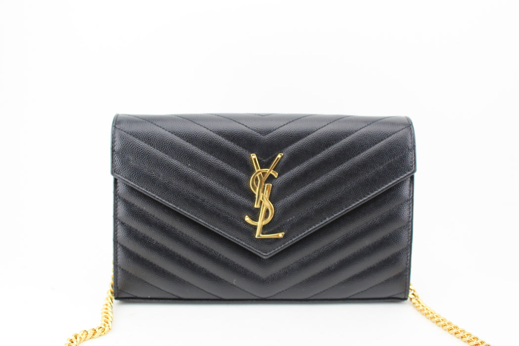 Saint Laurent Monogram Chain Wallet Black
